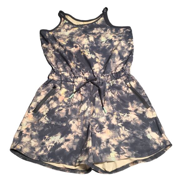 Athleta Girl Size L (12) Jumpsuit Romper Ready To Go Tie Dye Purple Blue Pink - Picture 1 of 8